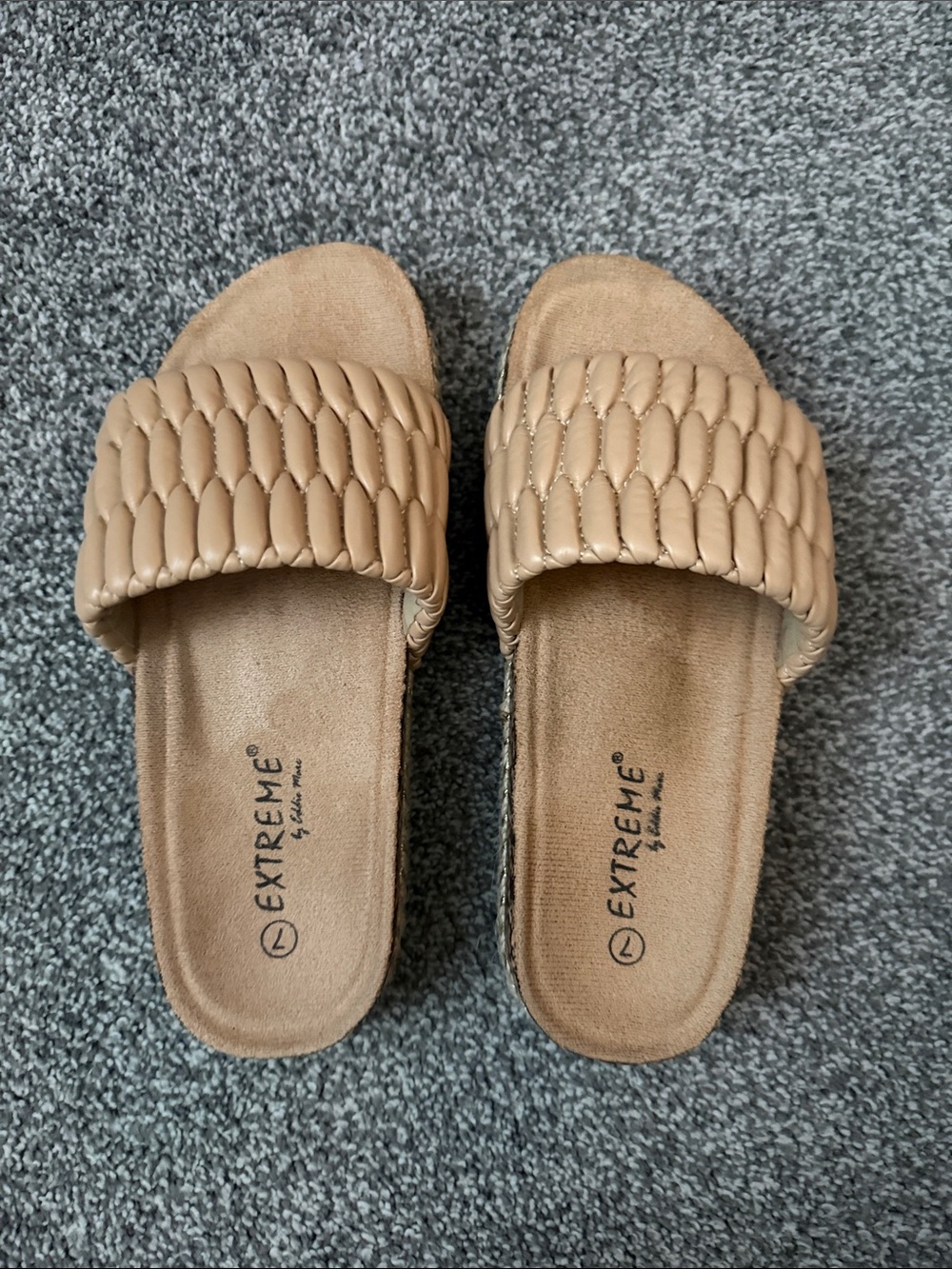 by Glam Natural Tan Woven Slide Sandals